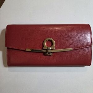 Salvatore Ferragamo Gancini Red Leather Wallet